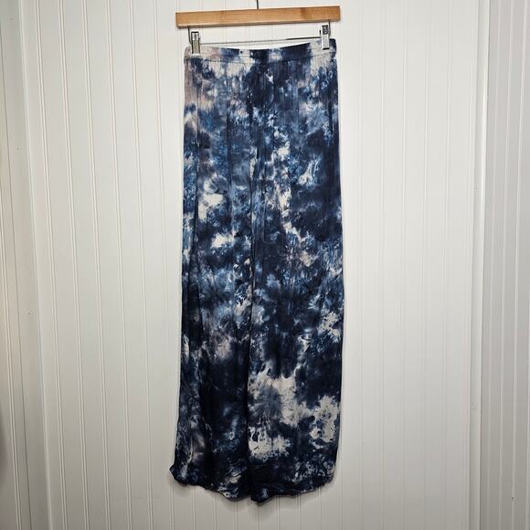 Young Fabulous & Broke Tie-Dyed Wide-Leg Pants Size XS High Waist Blue YFB Rayon - Picture 4 of 9